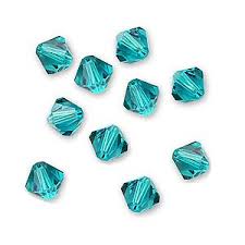 Swarovski Crystal Blue Zircon 6mm Bicone